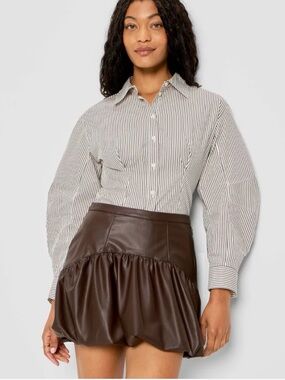 Women’s Brown Faux Leather Mini Skirt